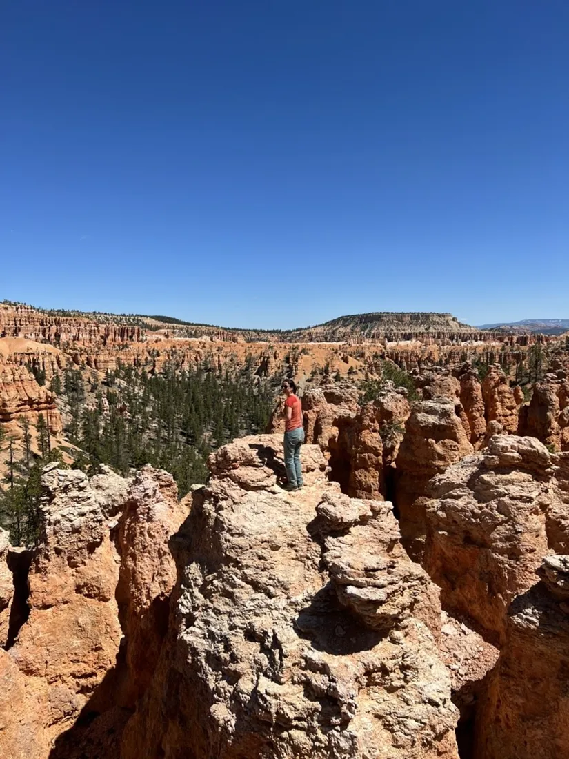 Trail winding between limestone hoodoos in Bryce Canyon