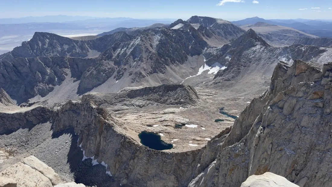 Summit view from Mount Whitney across the jagged Sierra crest