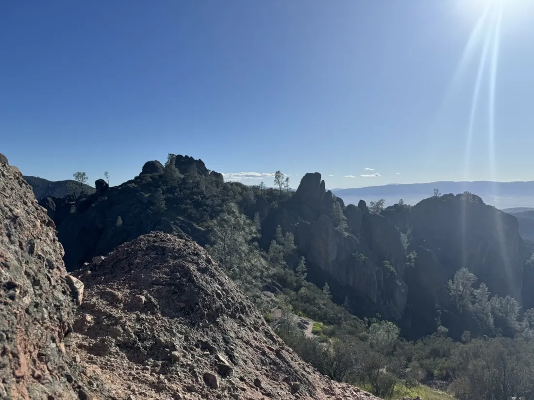 Hazy morning sun over the Pinnacles ridgelines