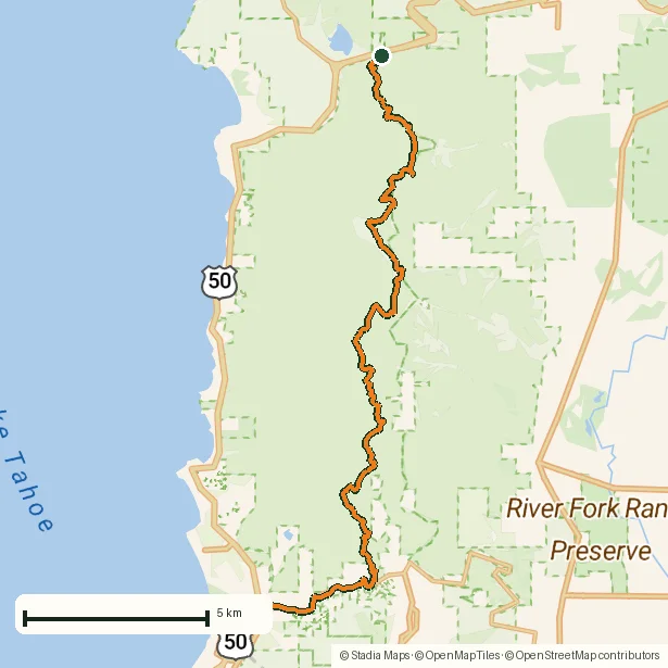 The 28 km Lake Tahoe rim ride, recorded with NomadTracks